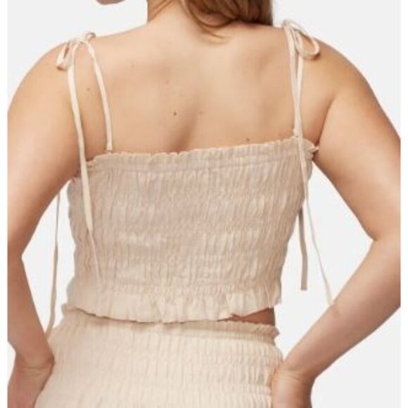 Wildfox Louisa Smocked Top Women Size XL NWT Square Neckline Straps Shoulder Tie - Picture 12 of 12